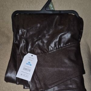 Time and Tru High Rise Faux Leather Leggings in Dark Brown